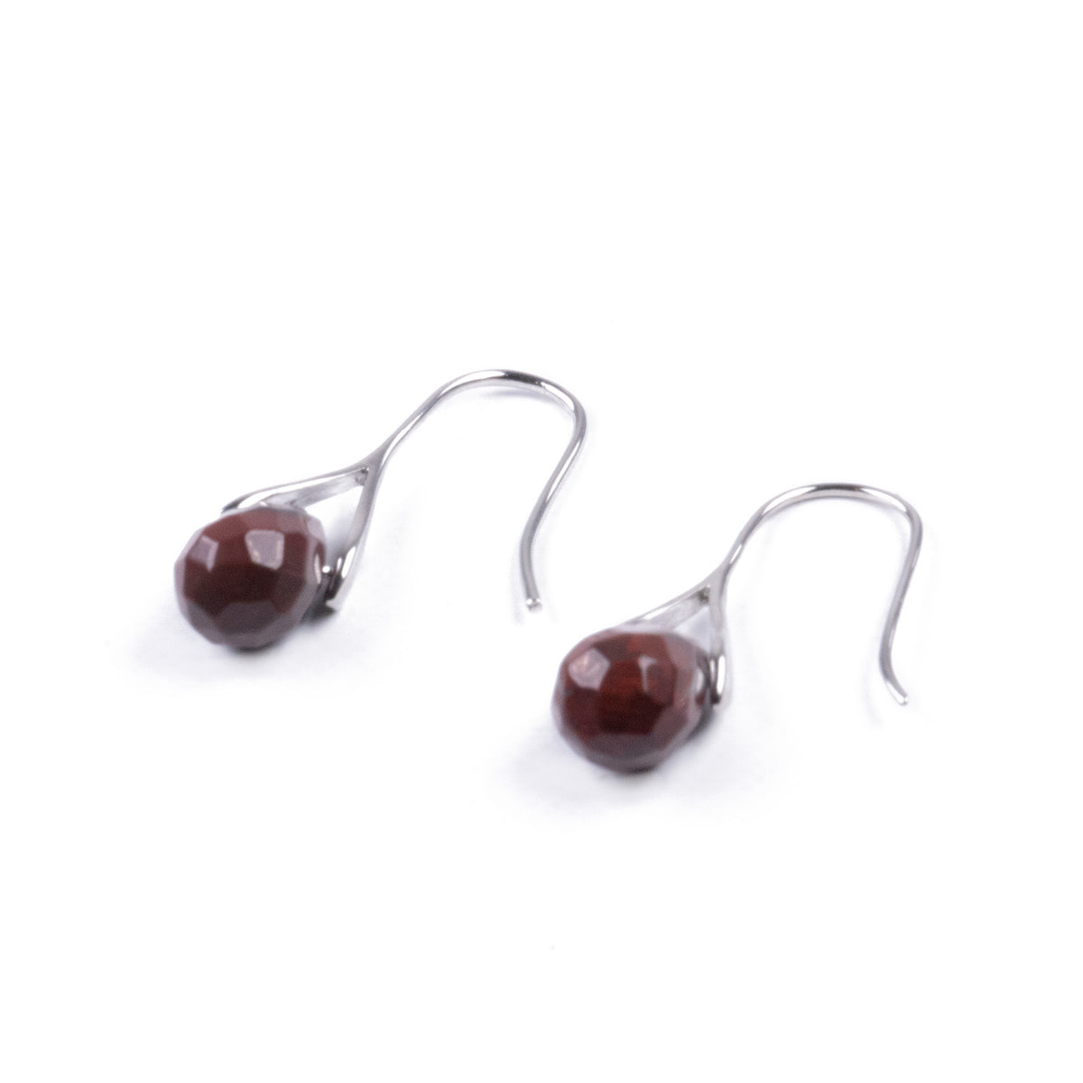 Aros Minimalista de Piedra Jaspe Rojo