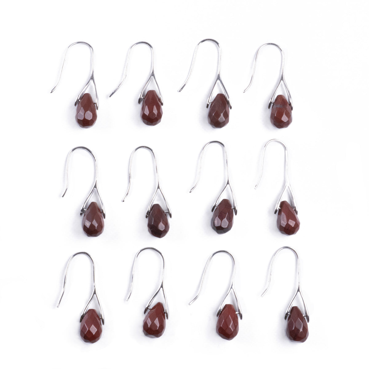 Aros Minimalista de Piedra Jaspe Rojo