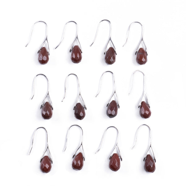 Aros Minimalista de Piedra Jaspe Rojo