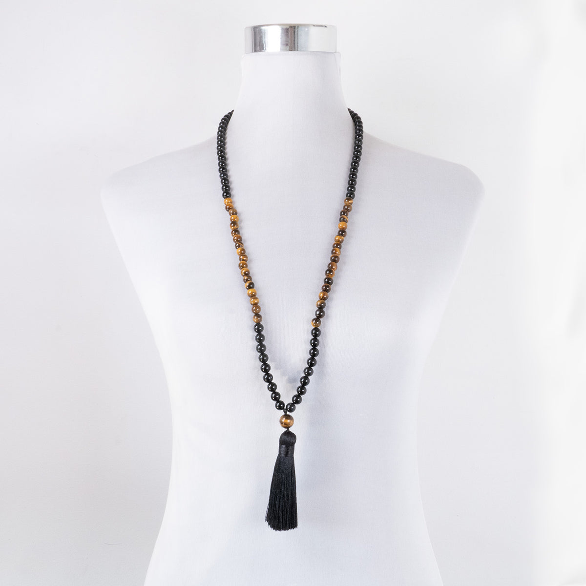 Conjunto Japa Mala Ónix Negro y Ojo de Tigre