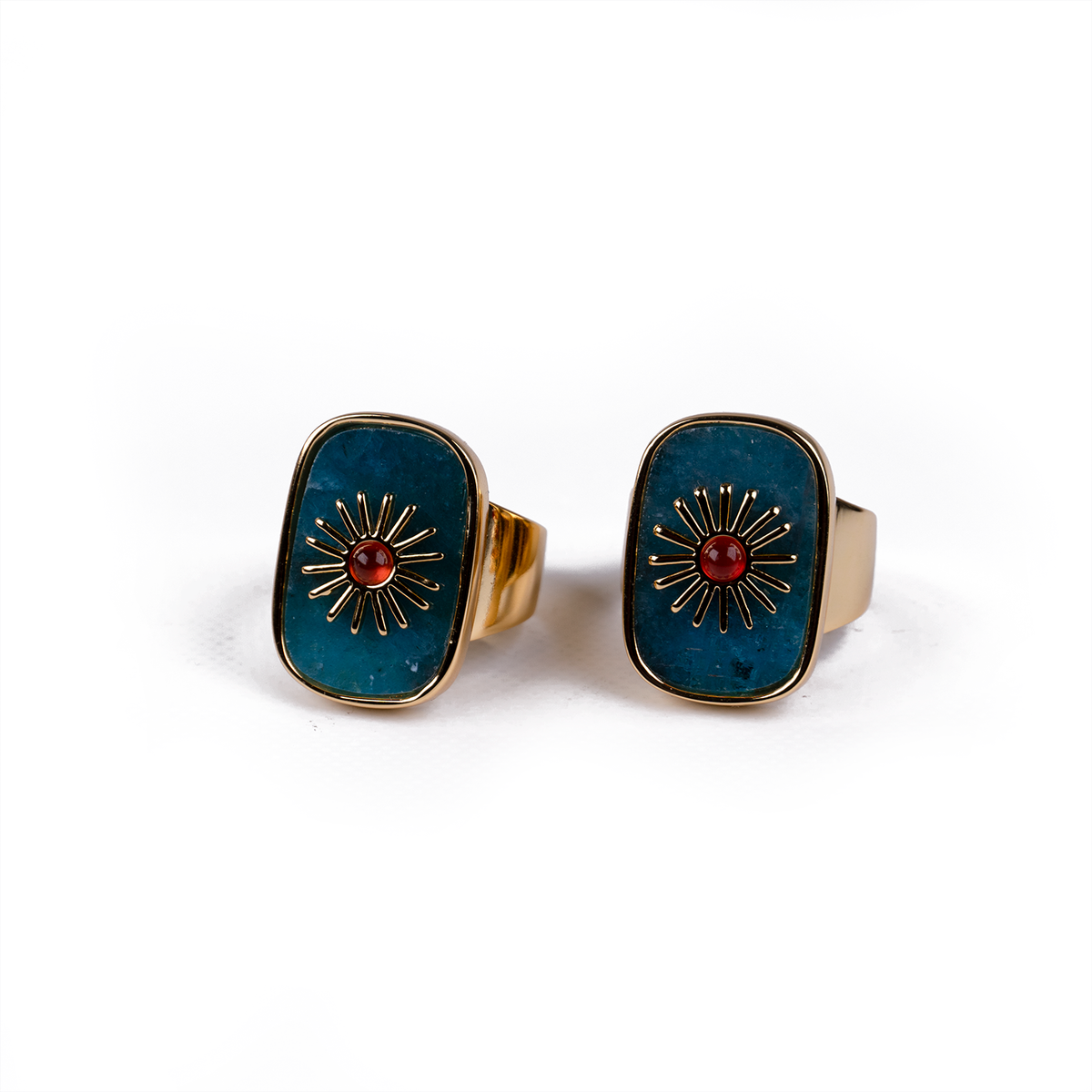 Anillo Dorado Geométrico - Apatita
