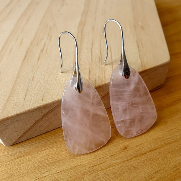 Aros de Cuarzo Rosado Natural