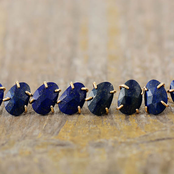 Aros Piedra Natural Lapislázuli Ovalados