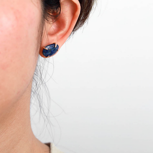 Aros Piedra Natural Lapislázuli Ovalados