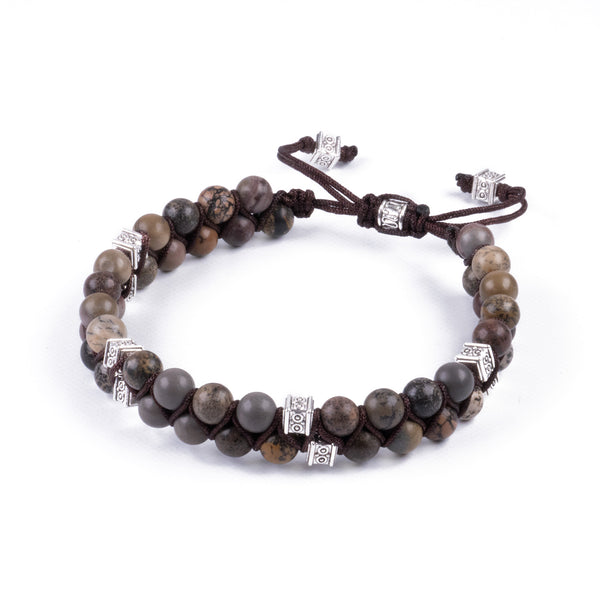 Pulsera de piedra trenzado - Jaspe étnico