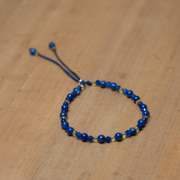 Pulsera fina de piedra natural 3mm con cuentas de lapislázuli