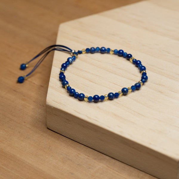 Pulsera fina de piedra natural 3mm con cuentas de lapislázuli