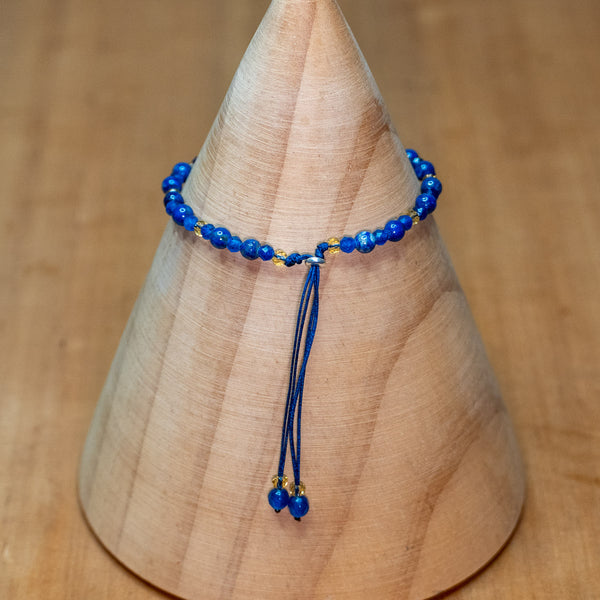 Pulsera fina de piedra natural 3mm con cuentas de lapislázuli