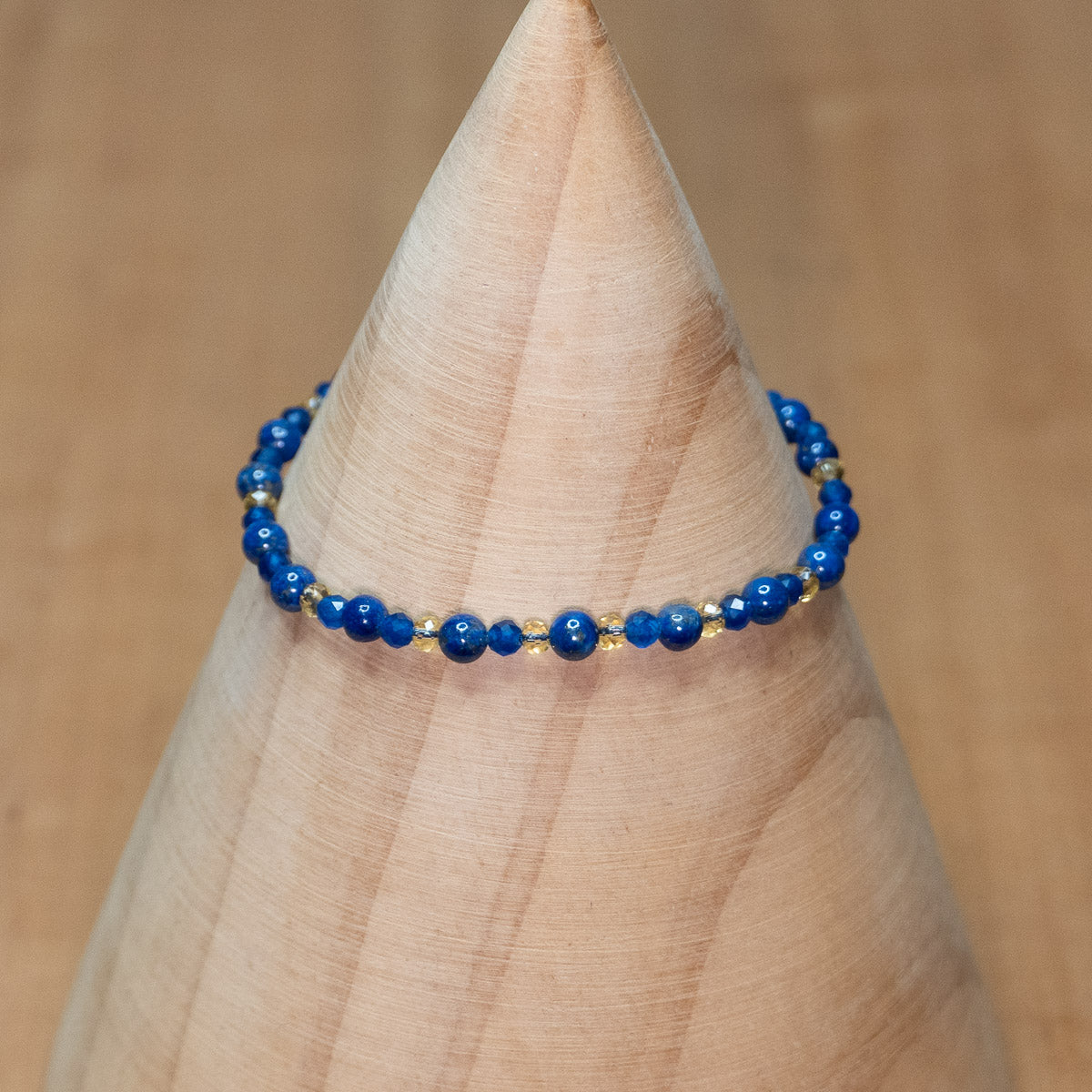 Pulsera fina de piedra natural 3mm con cuentas de lapislázuli