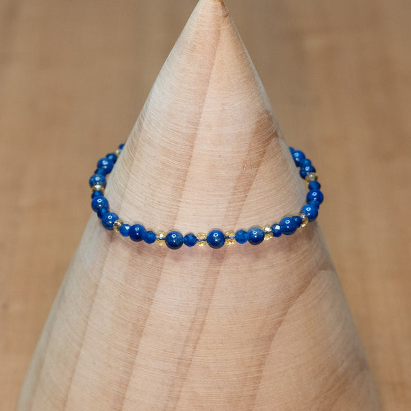 Pulsera fina de piedra natural 3mm con cuentas de lapislázuli