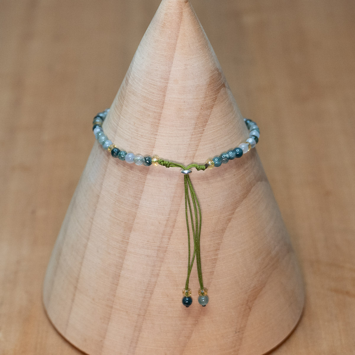 Pulsera de piedra natural 3mm con cuentas de ónix y agata