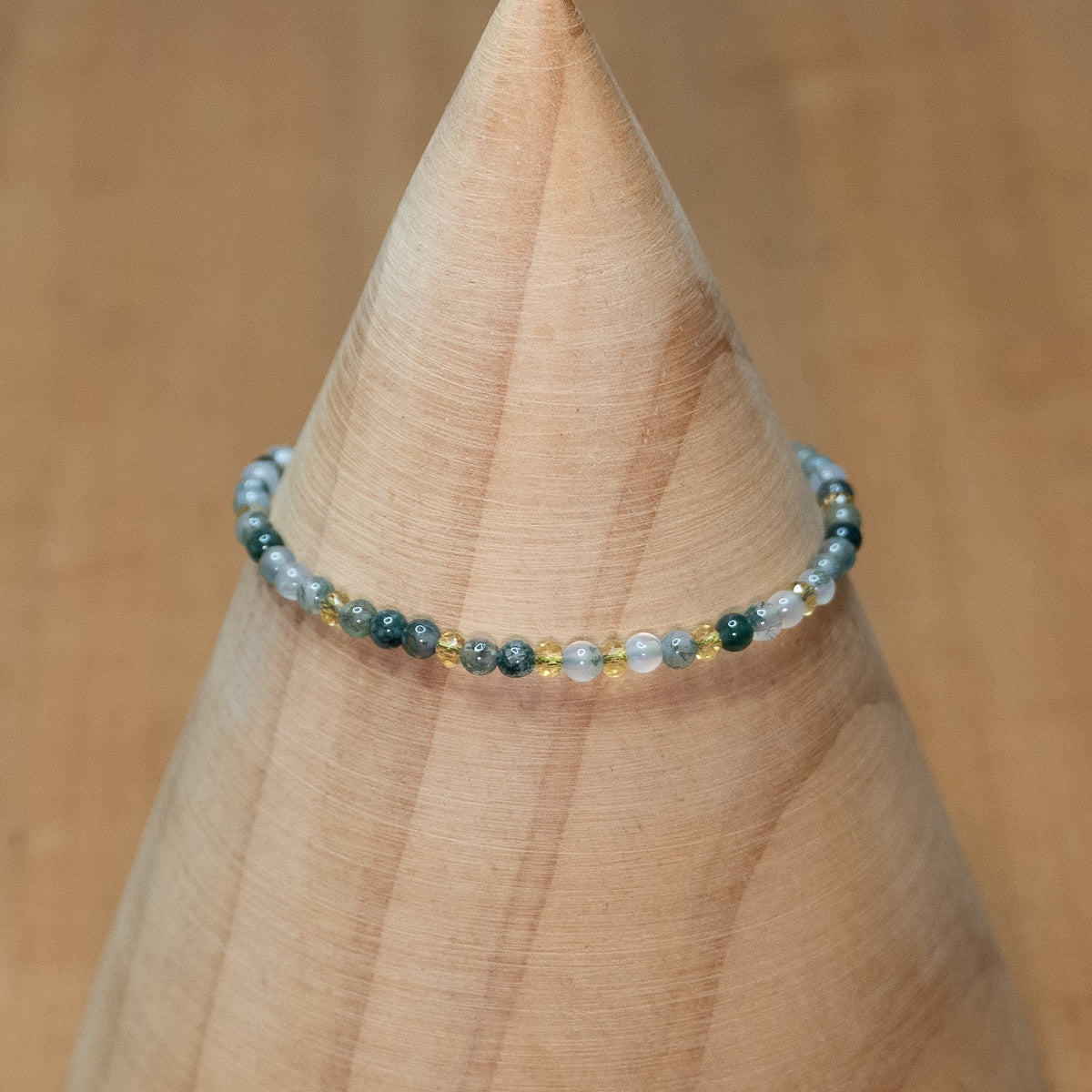 Pulsera de piedra natural 3mm con cuentas de ónix y agata