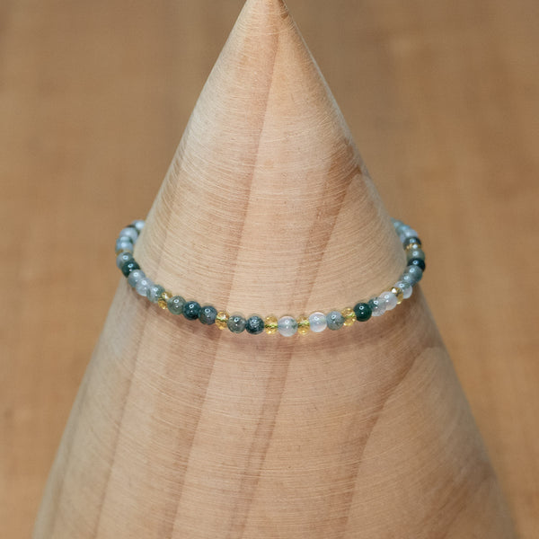 Pulsera de piedra natural 3mm con cuentas de ónix y agata