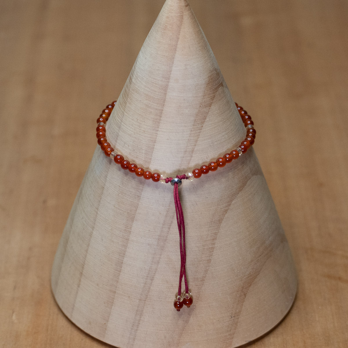 Pulsera de piedra natural 3mm con cuentas de Ágata Rojo