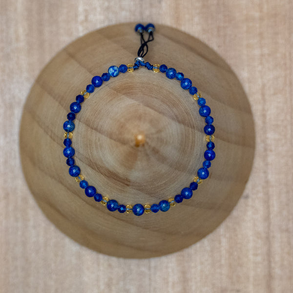 Pulsera fina de piedra natural 3mm con cuentas de lapislázuli