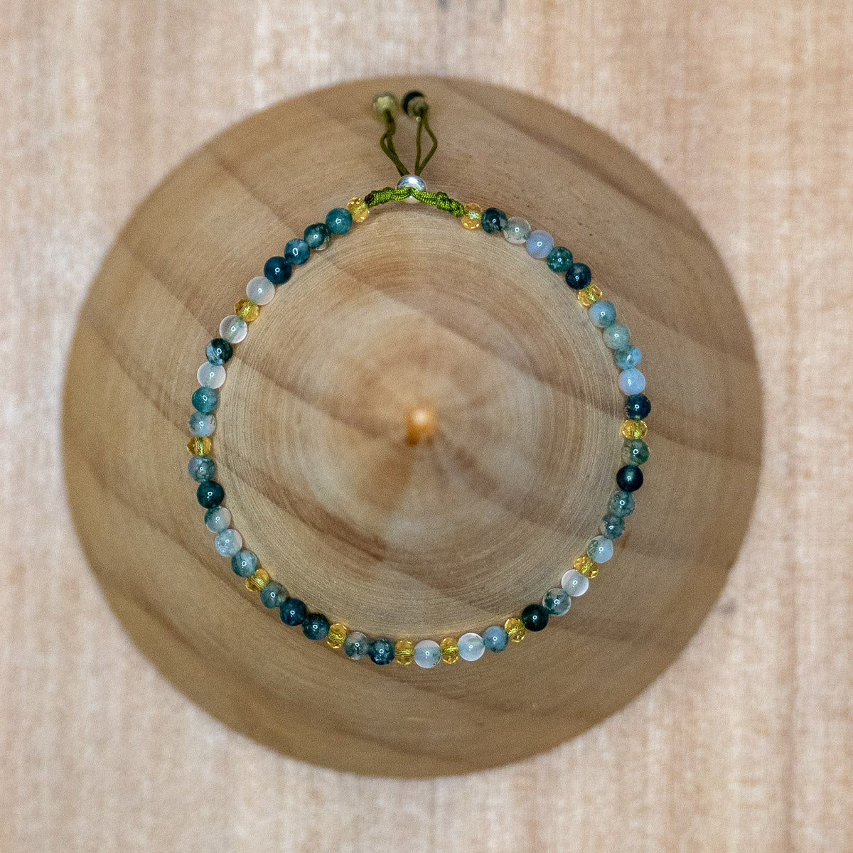 Pulsera de piedra natural 3mm con cuentas de ónix y agata