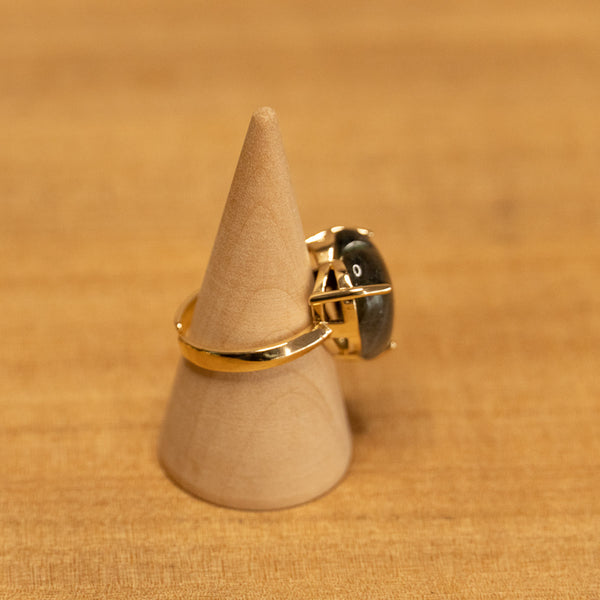 Anillo Corazón de piedra Labradorita - Talla 7 US