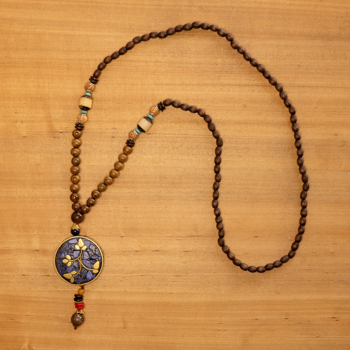 Collar Budista Nepalí colgante grande - Hojas