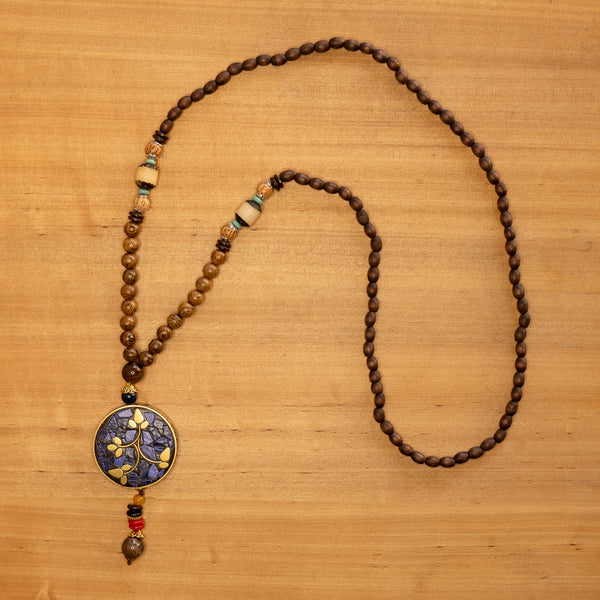 Collar Budista Nepalí colgante grande - Hojas