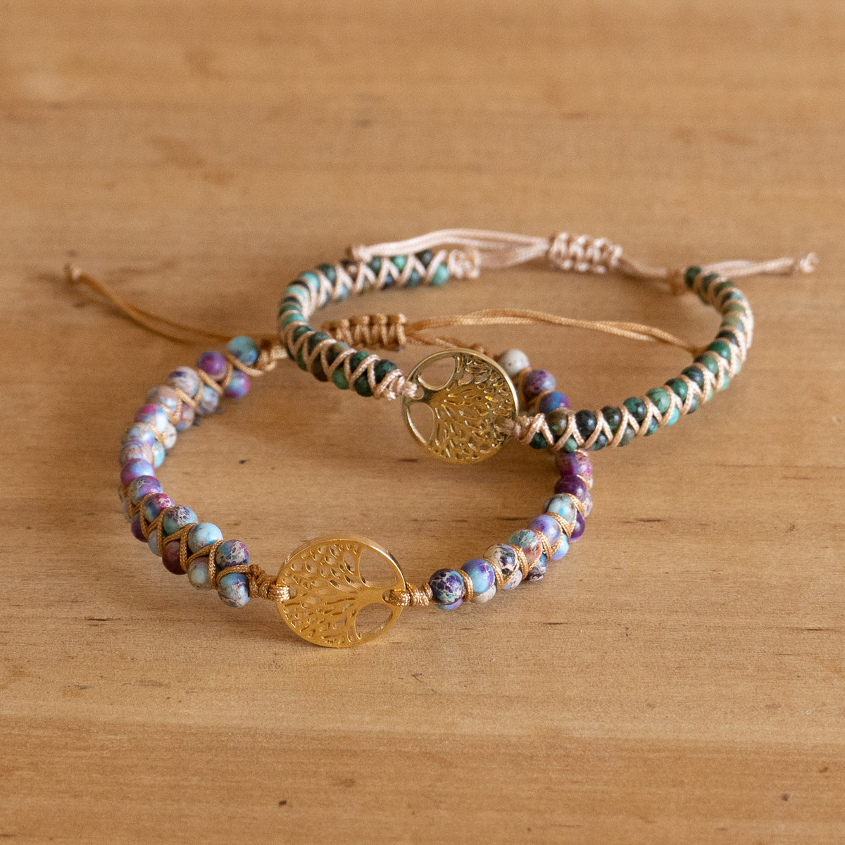 Pulsera de Piedra Natural - Jaspe africano y árbol de la vida