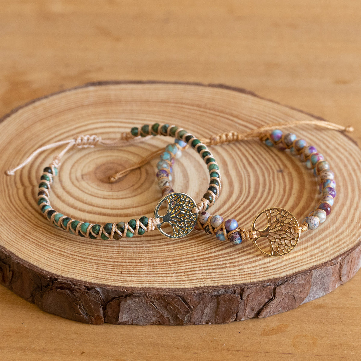 Pulsera de Piedra Natural - Jaspe africano y árbol de la vida