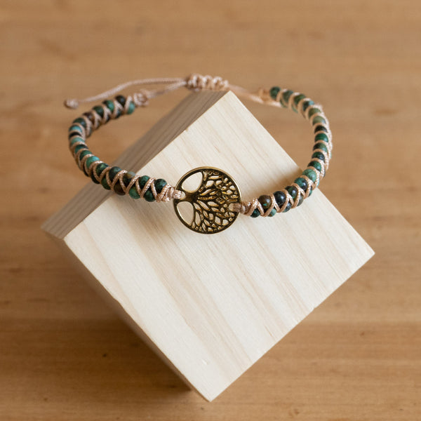 Pulsera de Piedra Natural - Jaspe africano y árbol de la vida