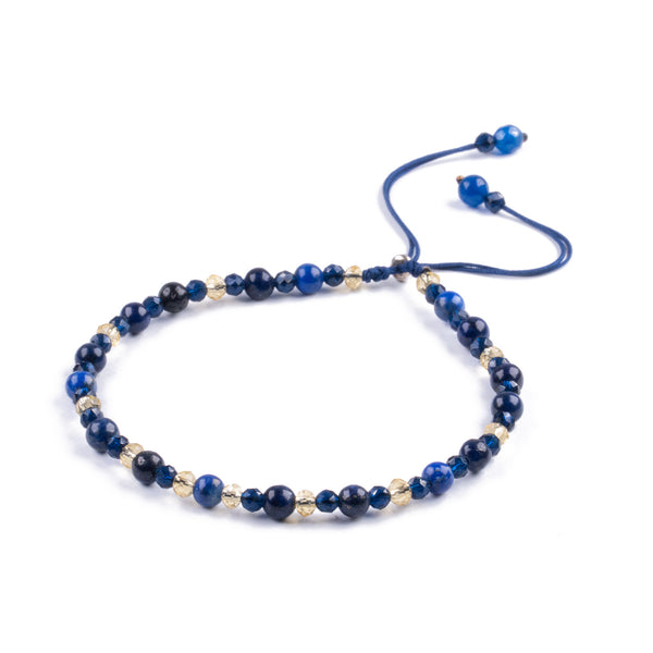 Pulsera fina de piedra natural 3mm con cuentas de lapislázuli