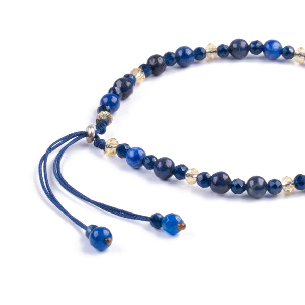 Pulsera fina de piedra natural 3mm con cuentas de lapislázuli