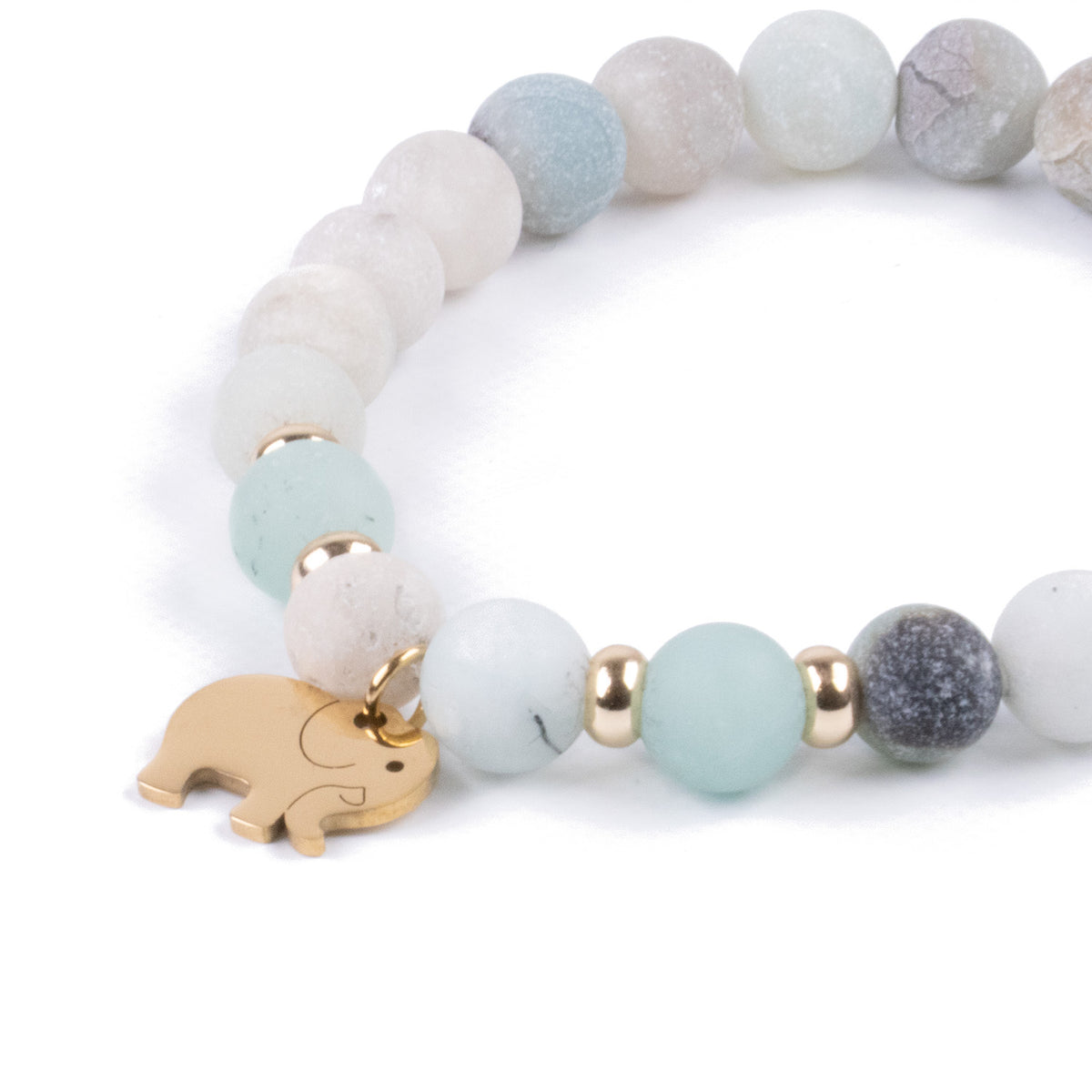 Pulsera Yoga de Amazonita Natural con colgante Elefante