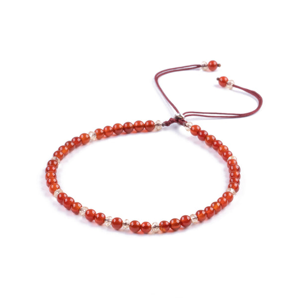 Pulsera de piedra natural 3mm con cuentas de Ágata Rojo