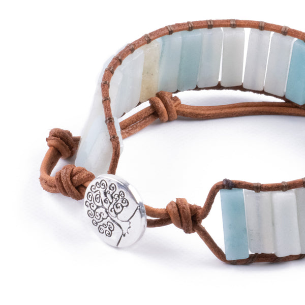 Pulsera bohemia de piedra Amazonita natural