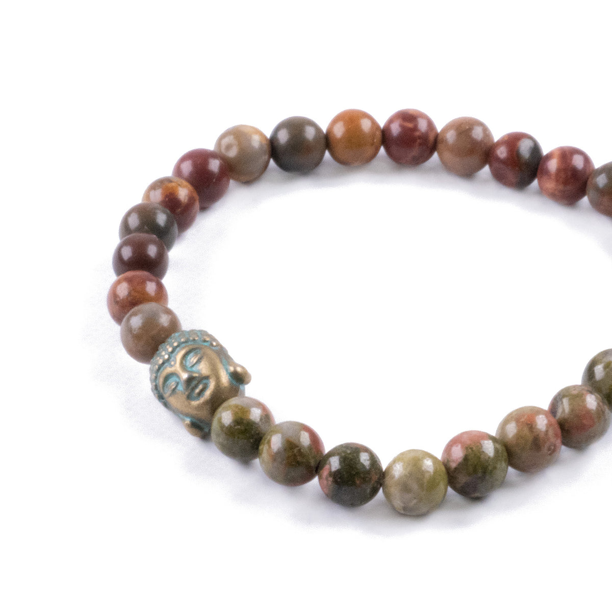 Pulsera Yoga de jaspe Natural con colgante Elefante y Buda