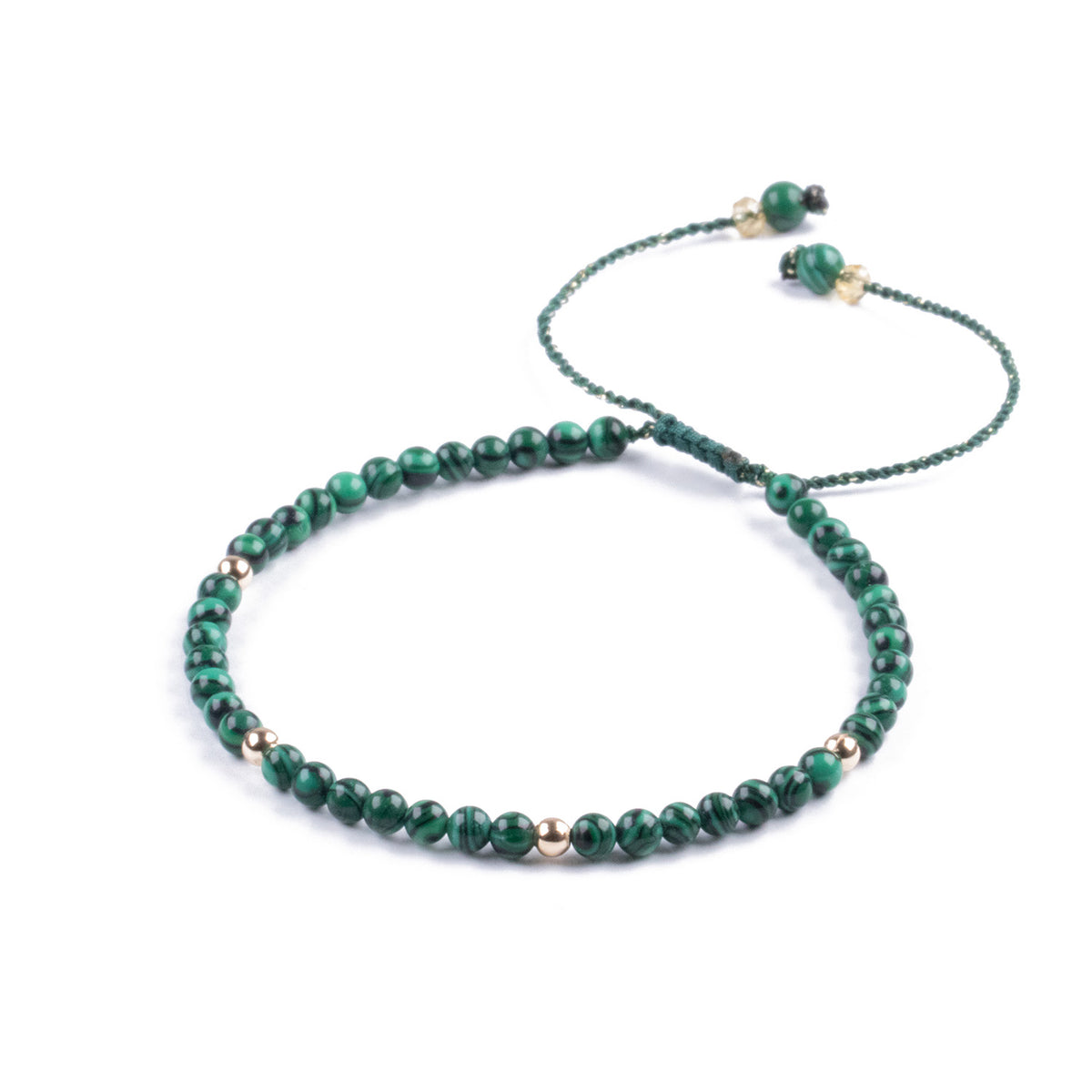 Pulsera de piedra natural 3mm con cuentas de Malaquita