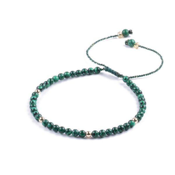 Pulsera de piedra natural 3mm con cuentas de Malaquita