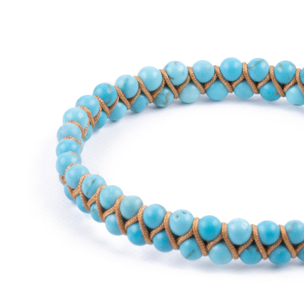 Pulsera Trenzada con Cuentas de Turquesa de 4mm