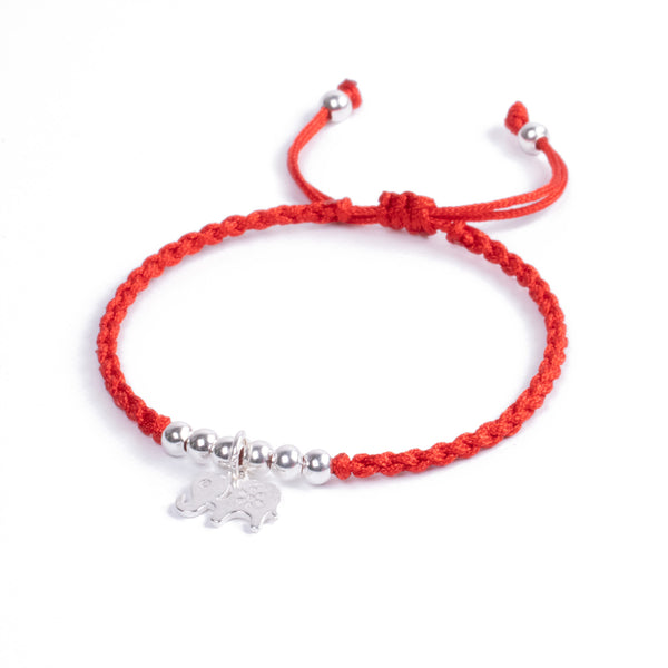Pulsera de Hilo rojo y Colgante de Elefante en plata 925