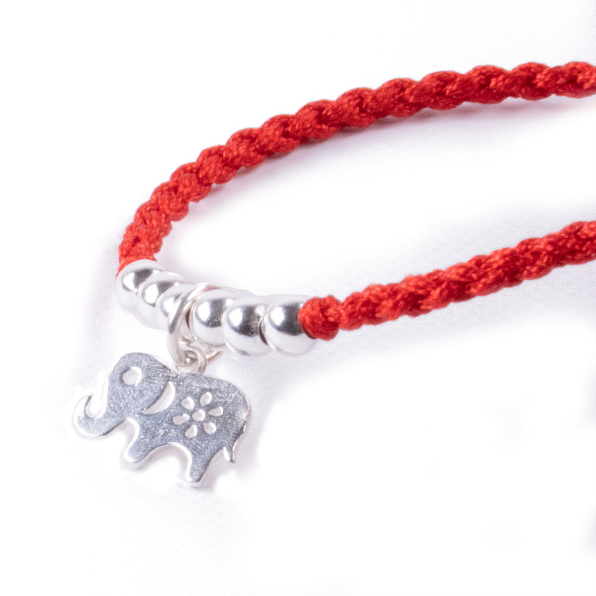 Pulsera de Hilo rojo y Colgante de Elefante en plata 925