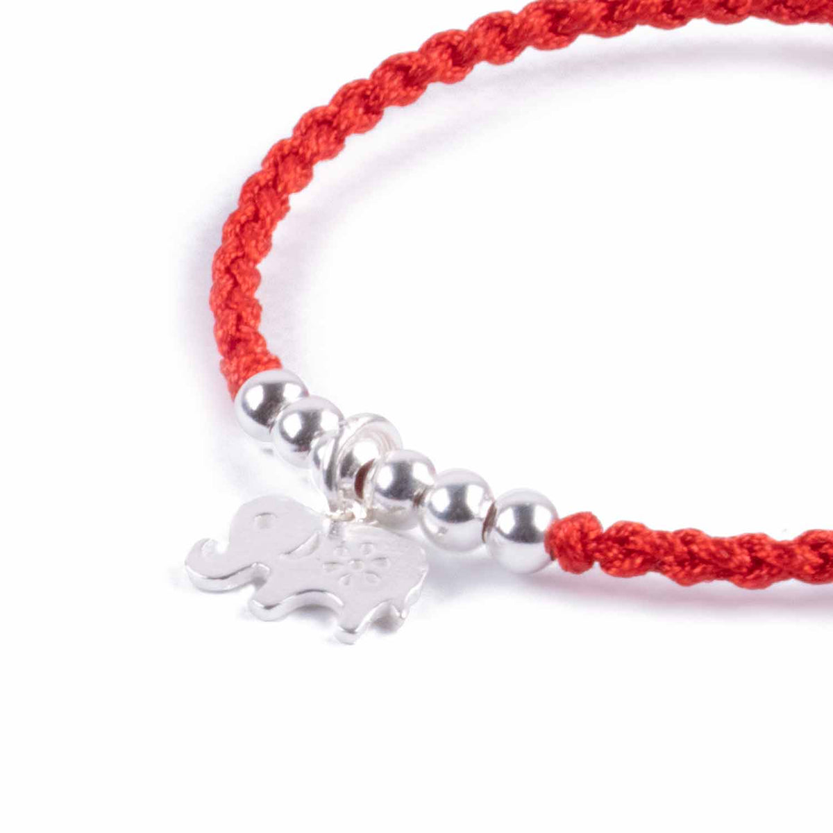 Pulsera de Hilo rojo y Colgante de Elefante en plata 925