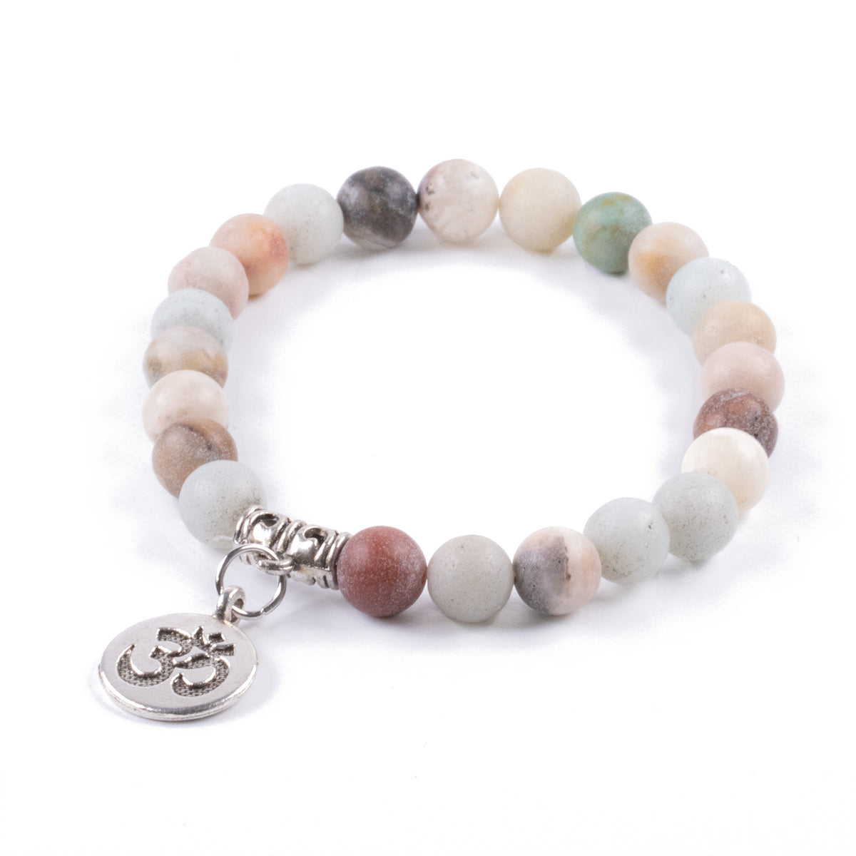 Pulsera Yoga con colgante Om y Piedra Amazonita Natural
