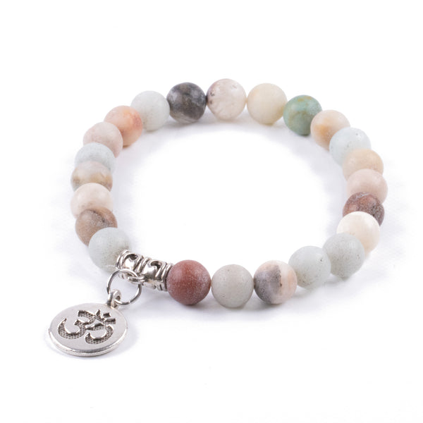 Pulsera Yoga con colgante Om y Piedra Amazonita Natural