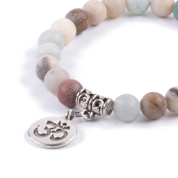 Pulsera Yoga con colgante Om y Piedra Amazonita Natural