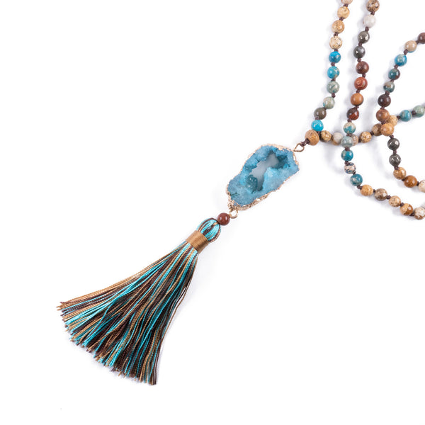 Mala de Jaspe y Druzy<br>para Inmunidad y Tranquilidad Profunda