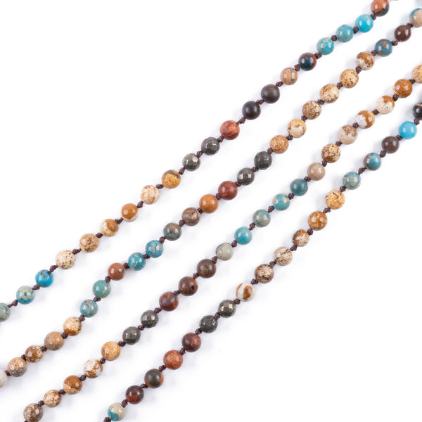 Mala de Jaspe y Druzy<br>para Inmunidad y Tranquilidad Profunda