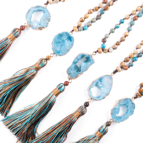 Mala de Jaspe y Druzy<br>para Inmunidad y Tranquilidad Profunda