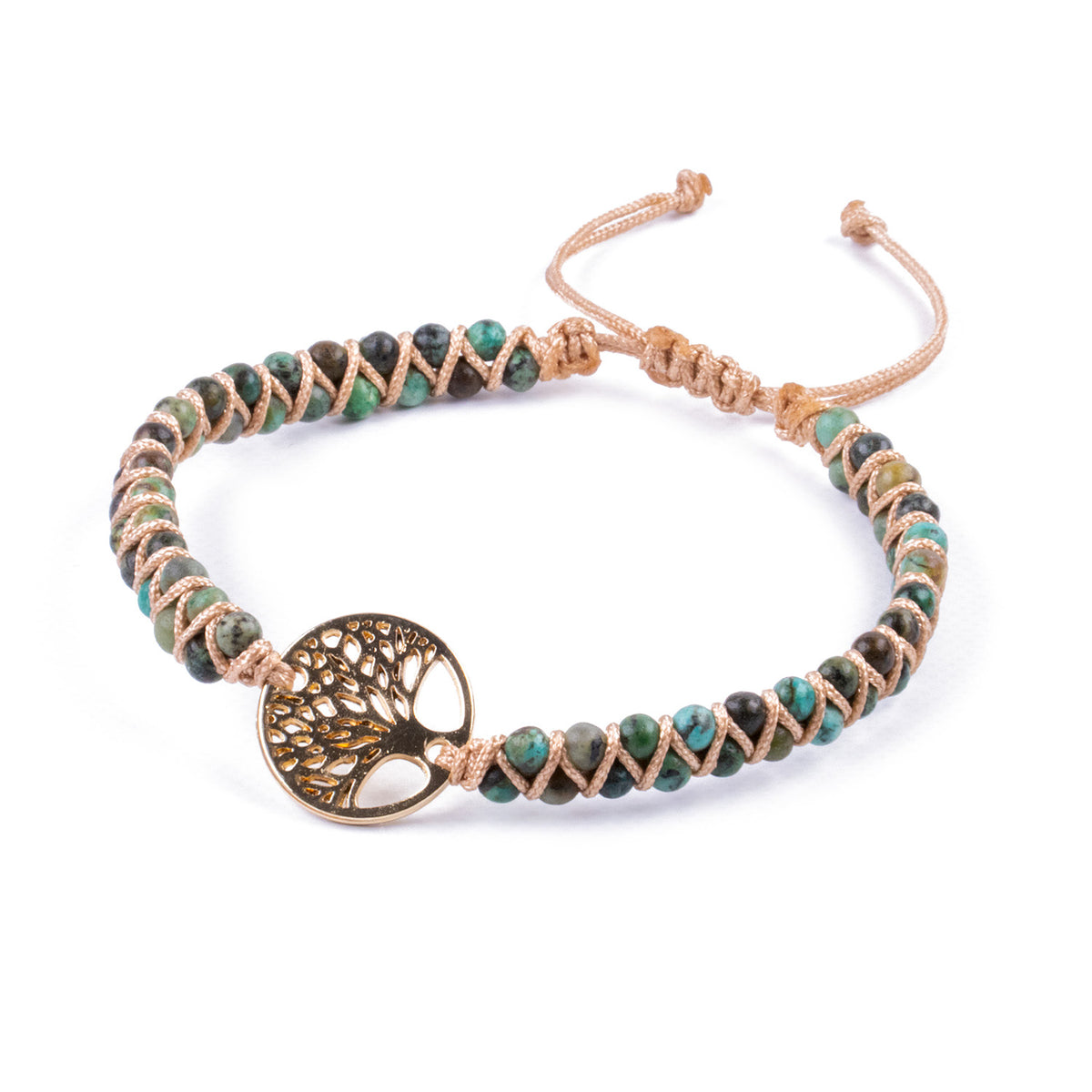 Pulsera de Piedra Natural - Jaspe africano y árbol de la vida