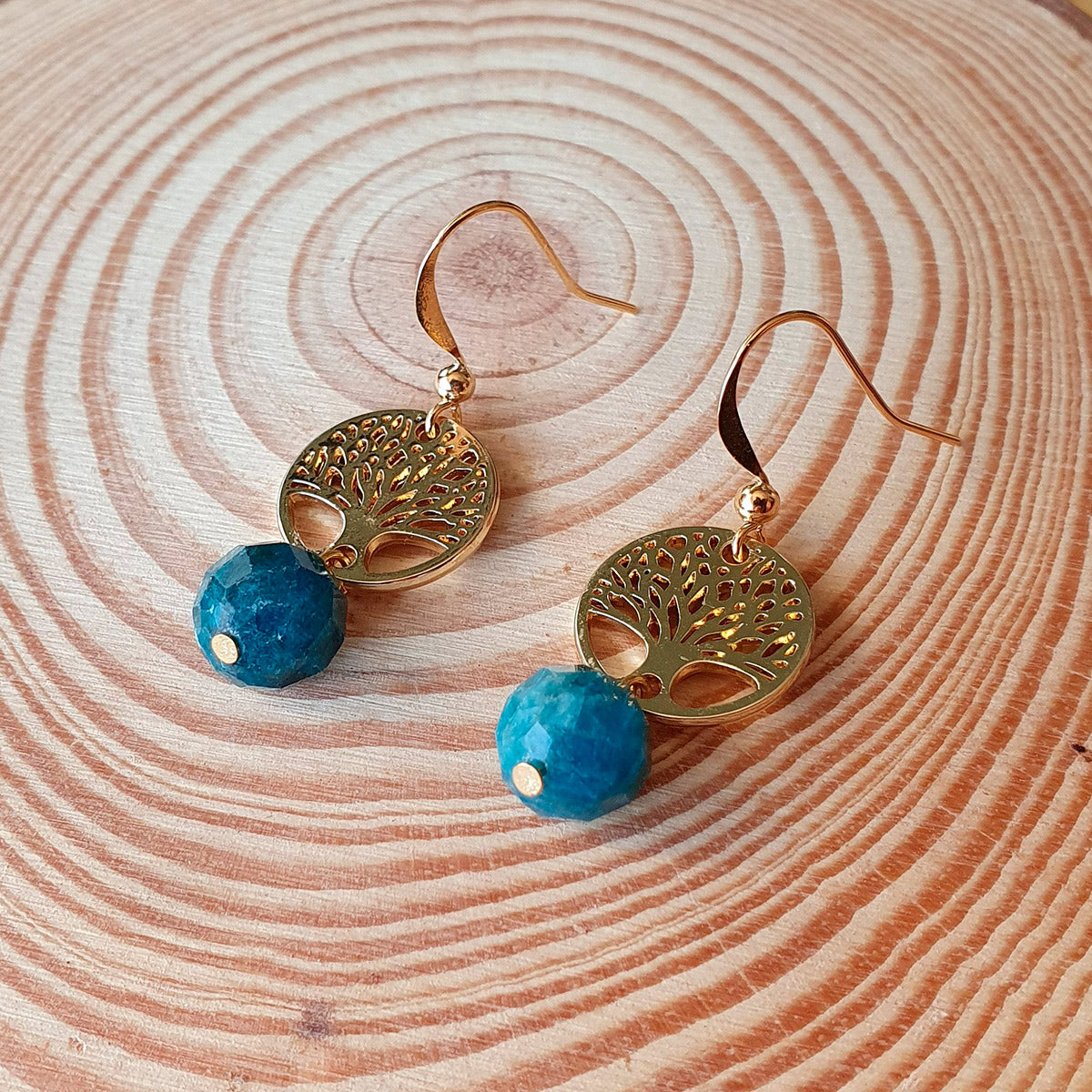 Aros de Apatita Azul y árbol de la vida