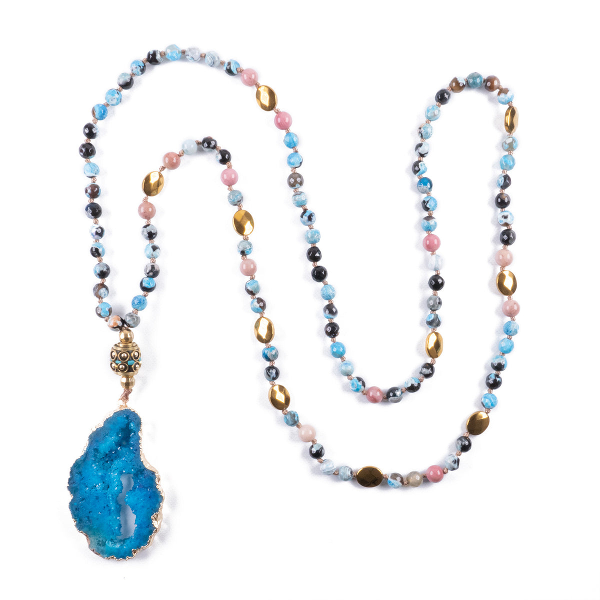 Collar Nepalí con colgante Piedra Druzy