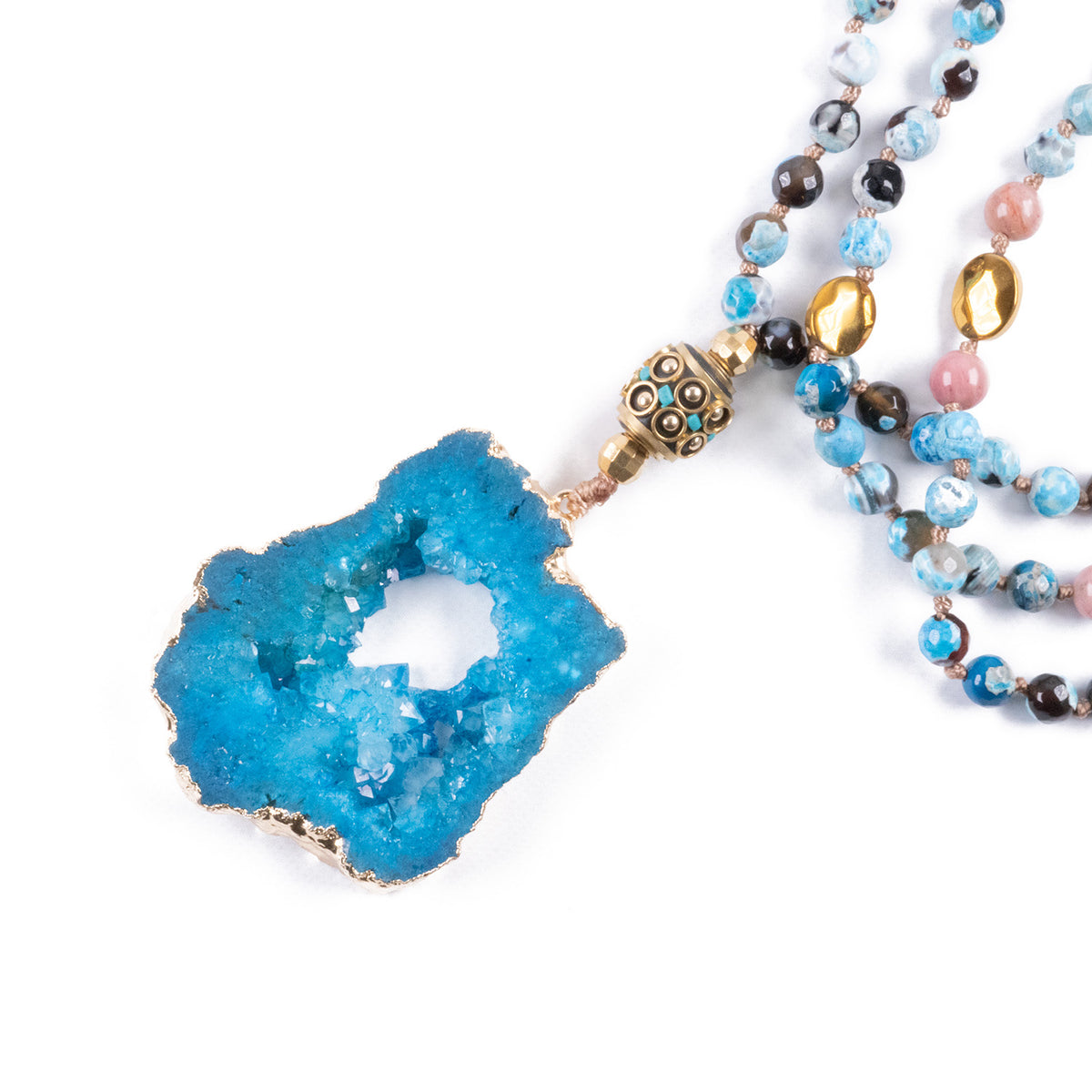 Collar Nepalí con colgante Piedra Druzy