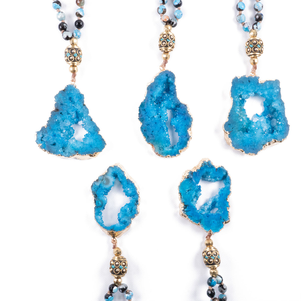 Collar Nepalí con colgante Piedra Druzy