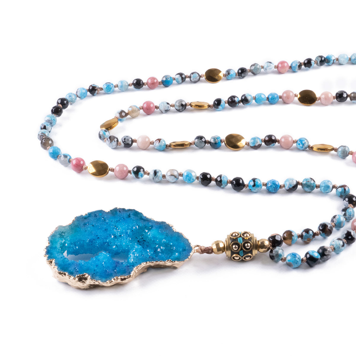 Collar Nepalí con colgante Piedra Druzy